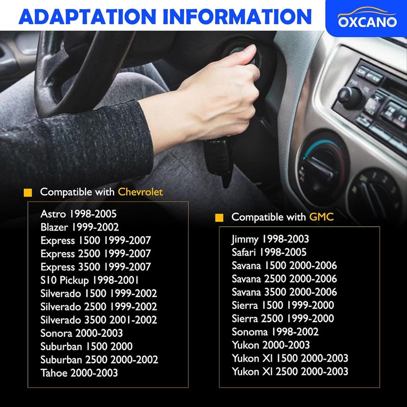 OXCANO US287L Ignition Lock Cylinder Switch Compatible with 1998 1999 2000 2001 2002 2003 Chevy Silverado 1500 2500 3500 Suburban Tahoe Express GMC Sierra Savana Yukon XL 1500 2500 3500 Cadillac Escalade - Image 2